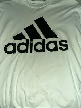 adidas White Tee with Black Trefoil Logo